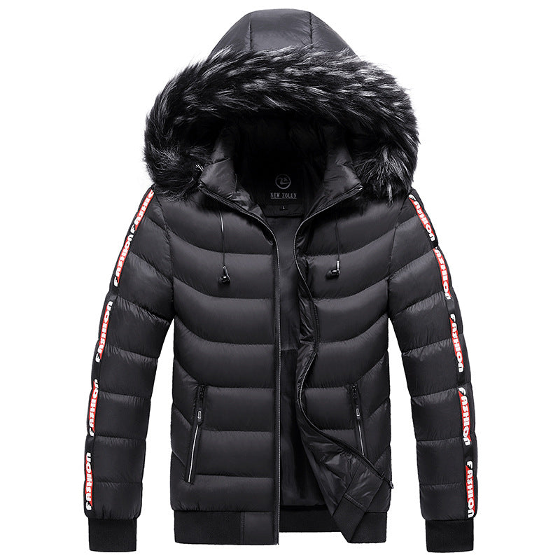 Chaquetas acolchadas de algodón con cuello de piel de invierno para hombre