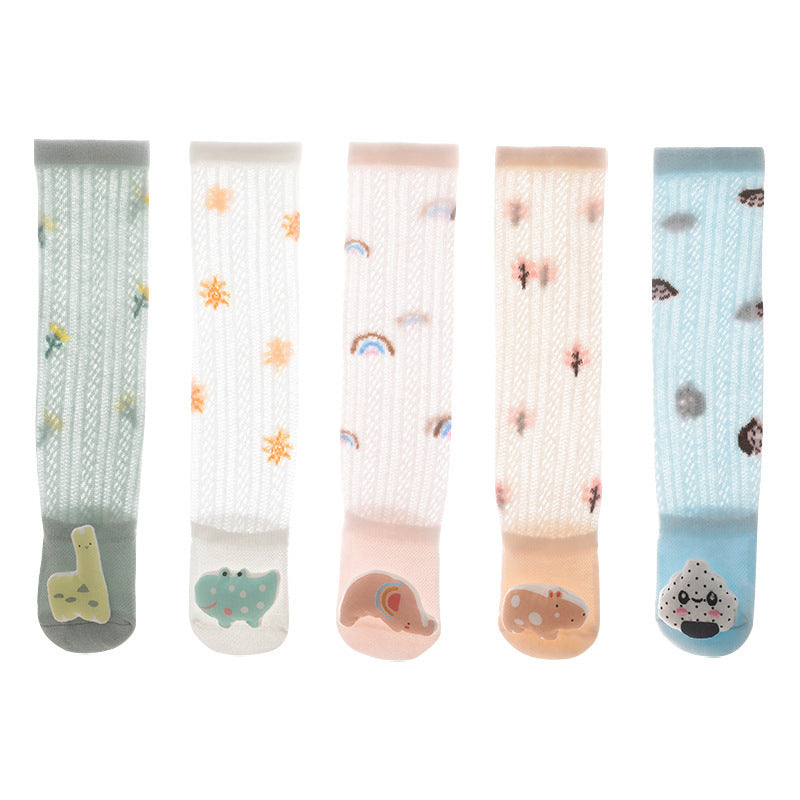 Baby Anti-Mosquito Socks Hollow Breathable Socks Knee Length Socks Summer Thin Baby Bow Mesh Boneless Loose for Baby