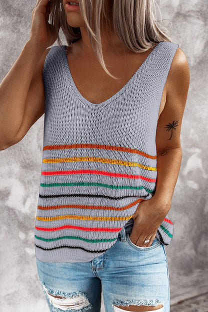 Multicolor Striped Knitted Vests