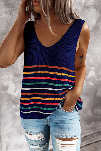 Multicolor Striped Knitted Vests