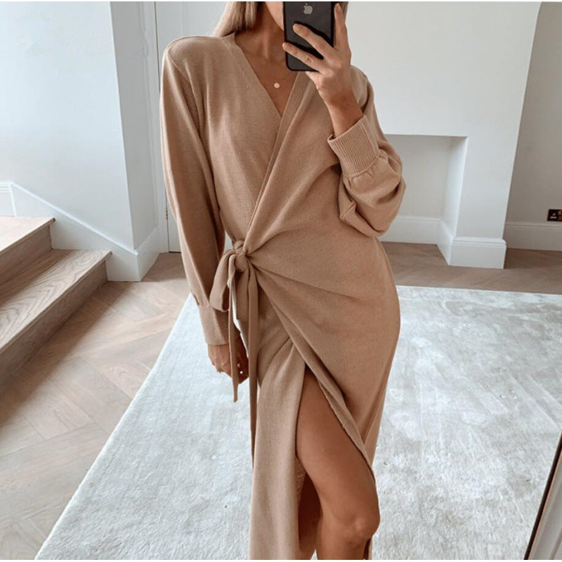 Women Long Knitted Sweater Dress Autumn