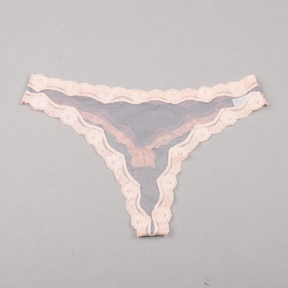 Lace Transparent Hollow Mesh Cotton Thongs