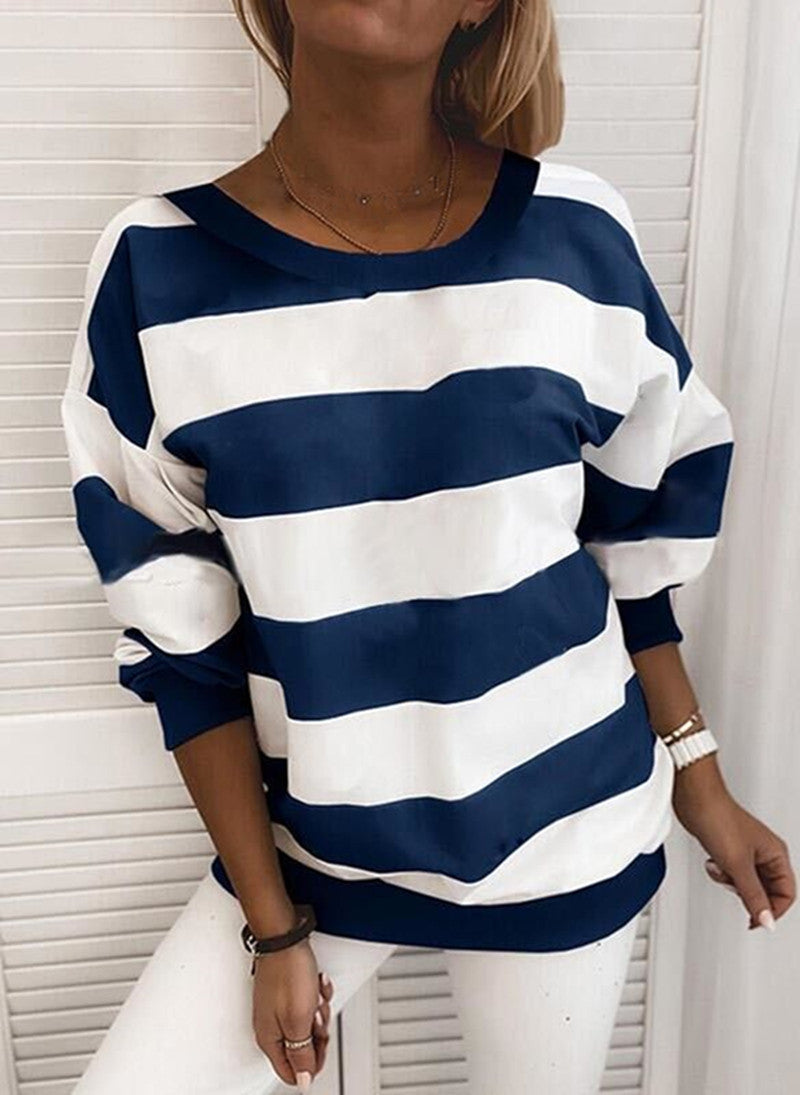 Thick Stripes Printed Long-sleeved Sweaters