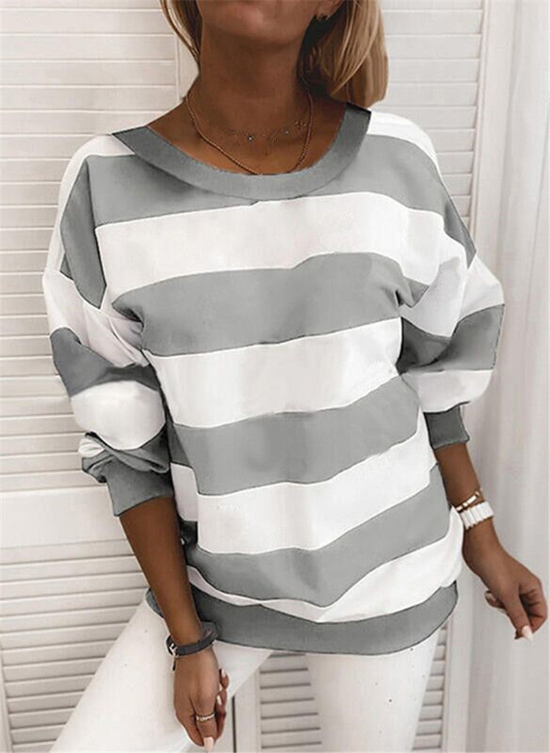 Thick Stripes Printed Long-sleeved Sweaters