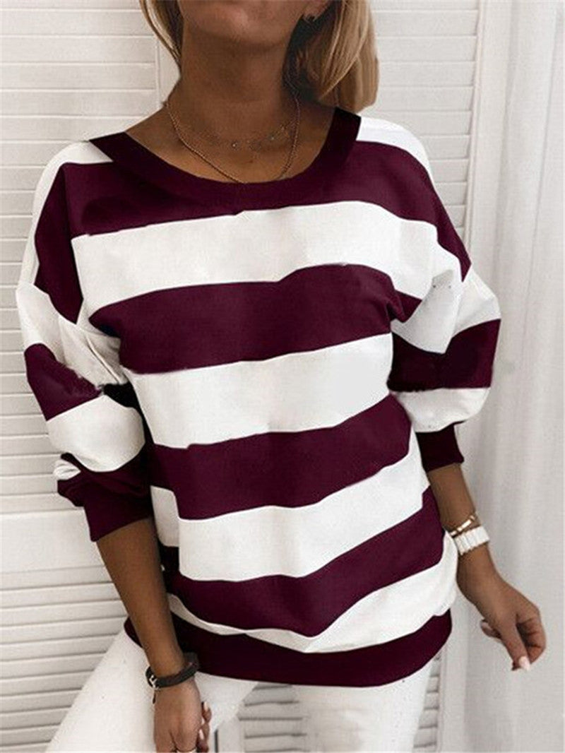 Thick Stripes Printed Long-sleeved Sweaters