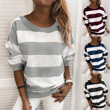 Thick Stripes Printed Long-sleeved Sweaters