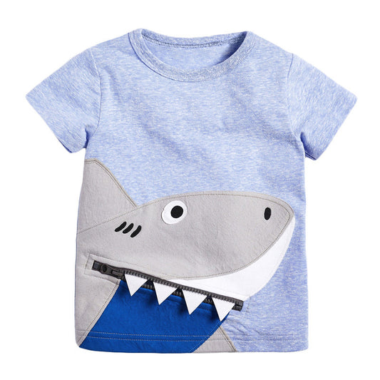 Jungen T-Shirt Gestrickte Baumwolle Kurzarm Cartoon Kinder T-Shirt