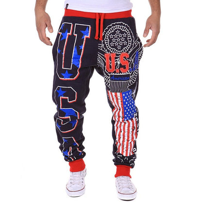 Letter Print Casual Pants Plus Size Men