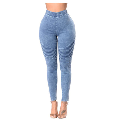 Creased High-Waisted Butt-Lifting Jeans