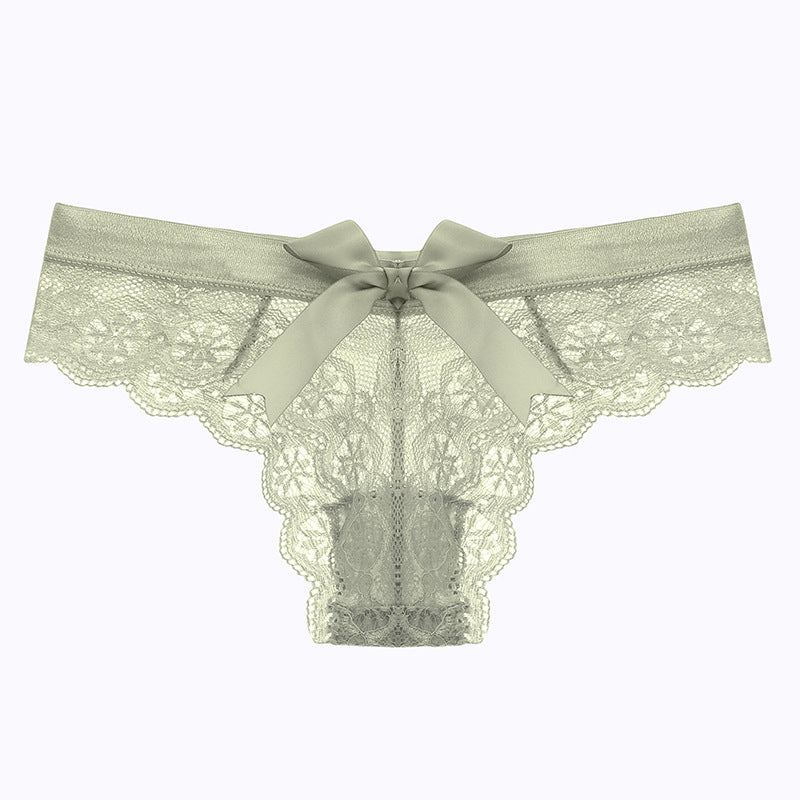 Lace Thong Transparent Hollow Briefs Bow