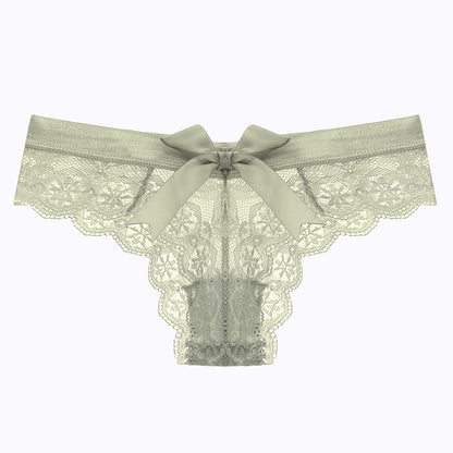 Lace Thong Transparent Hollow Briefs Bow