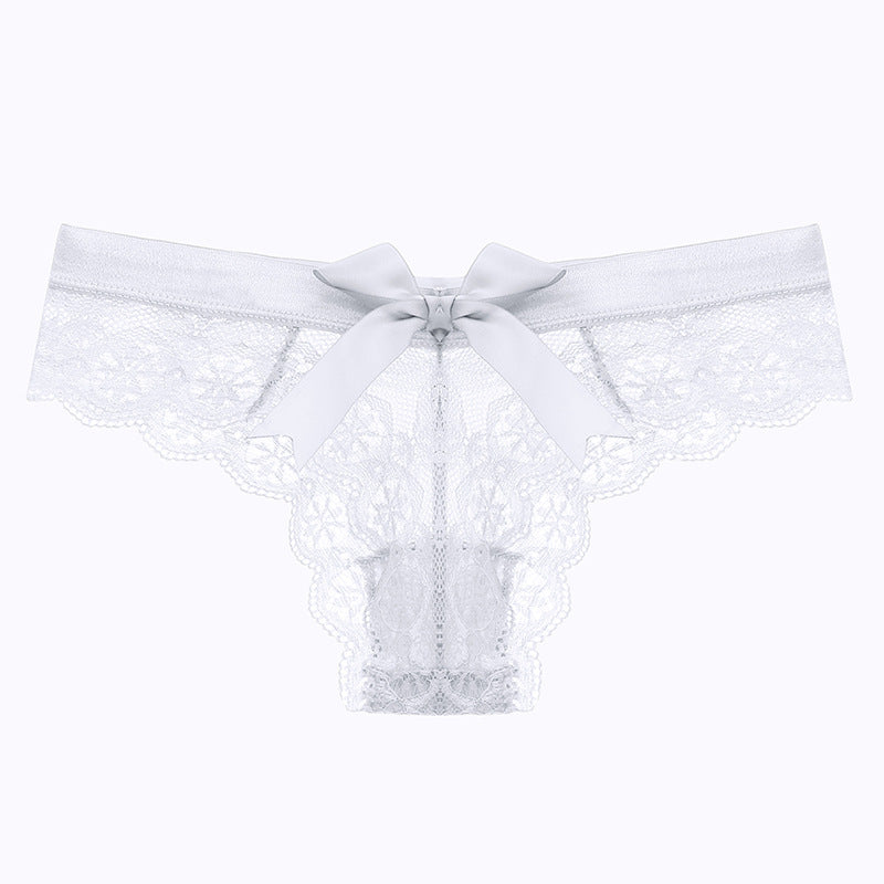 Lace Thong Transparent Hollow Briefs Bow