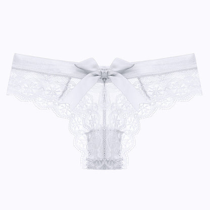 Lace Thong Transparent Hollow Briefs Bow