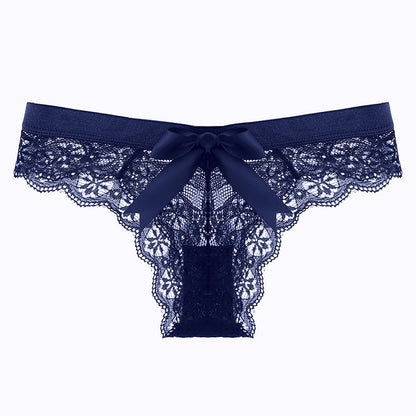 Lace Thong Transparent Hollow Briefs Bow