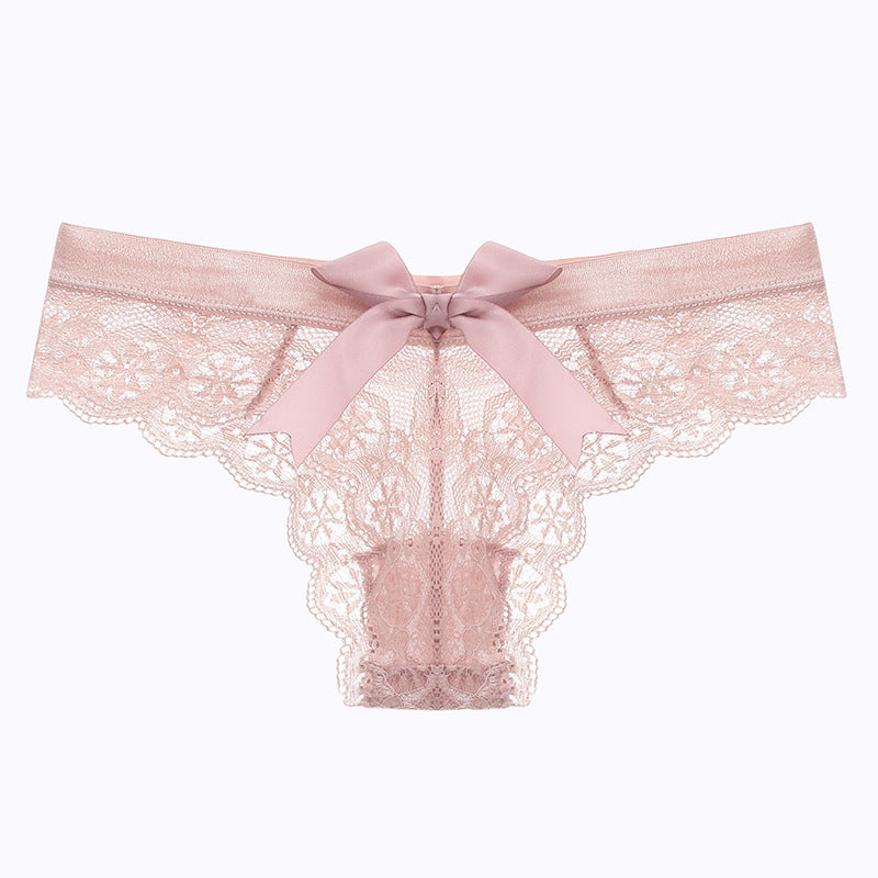 Lace Thong Transparent Hollow Briefs Bow