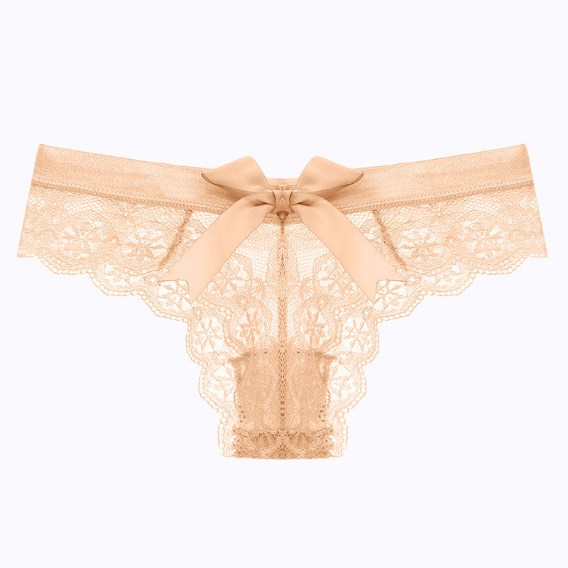 Lace Thong Transparent Hollow Briefs Bow