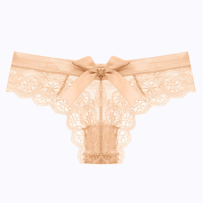 Lace Thong Transparent Hollow Briefs Bow