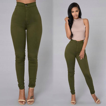 Thin waist stretch pencil pants