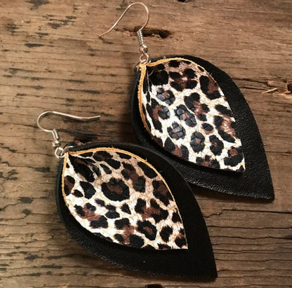 Multilayer leopard print earrings