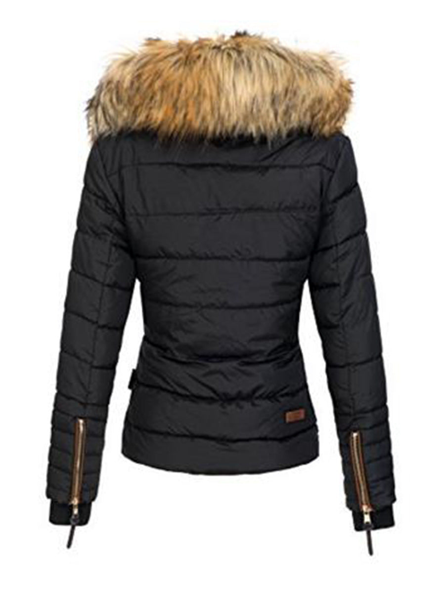 Fur collar zipper cotton jacket