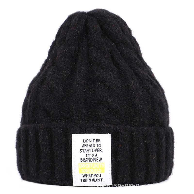 Knitted Hat Men and Women Candy Color Woolen Hat Neutral Elastic Curling Cap