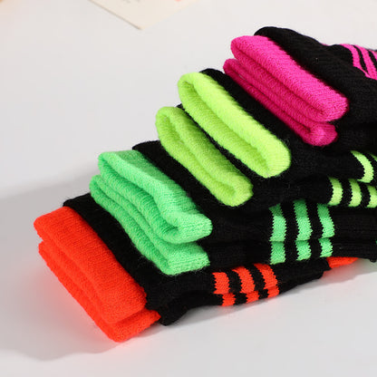 Striped Gloves Double Layer