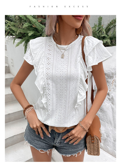 Camisas casuales blancas con volantes