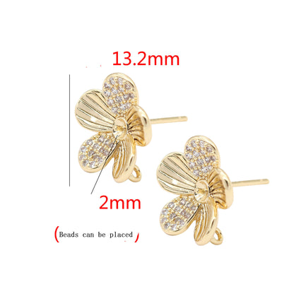 Zircon Stud Earrings Plated Gold Color