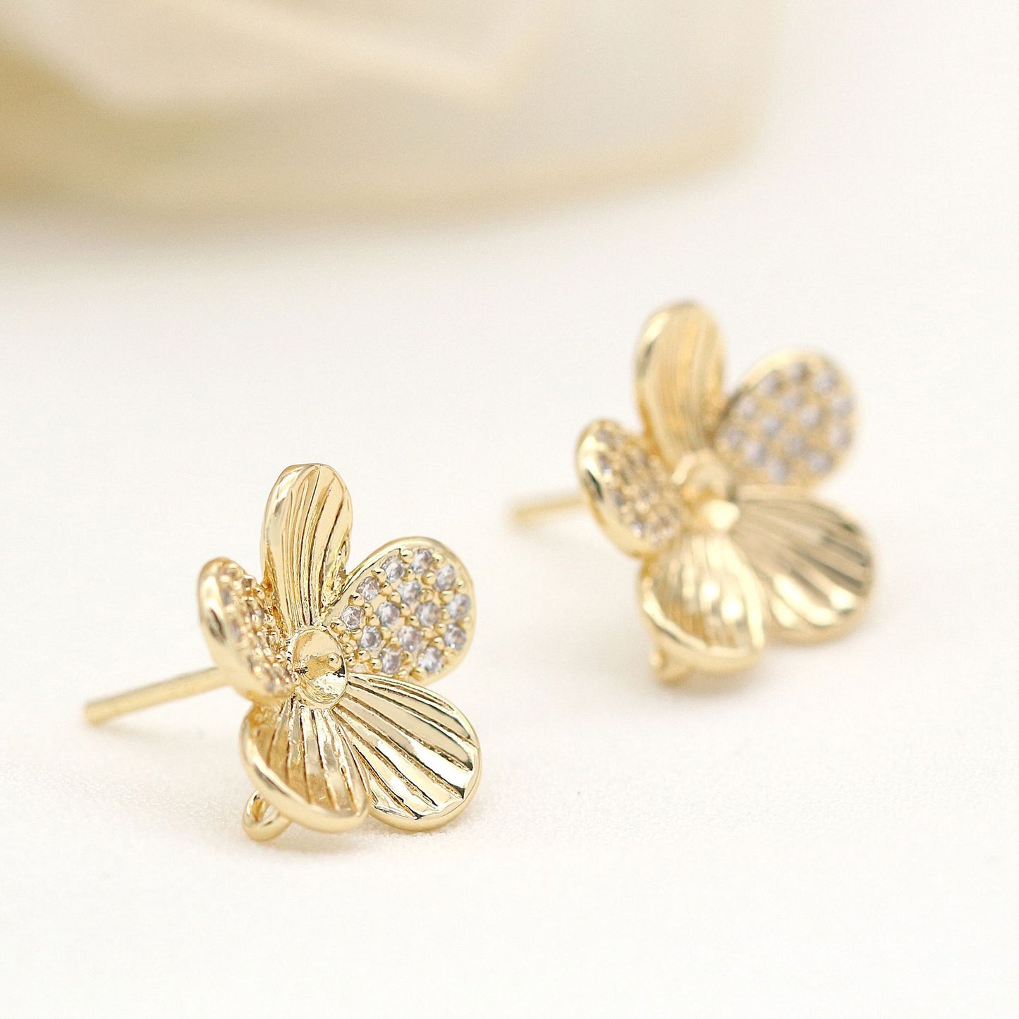 Zircon Stud Earrings Plated Gold Color