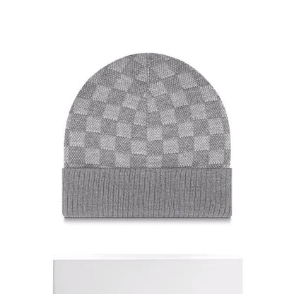 Chessboard Plaid Knitted Hat For Women