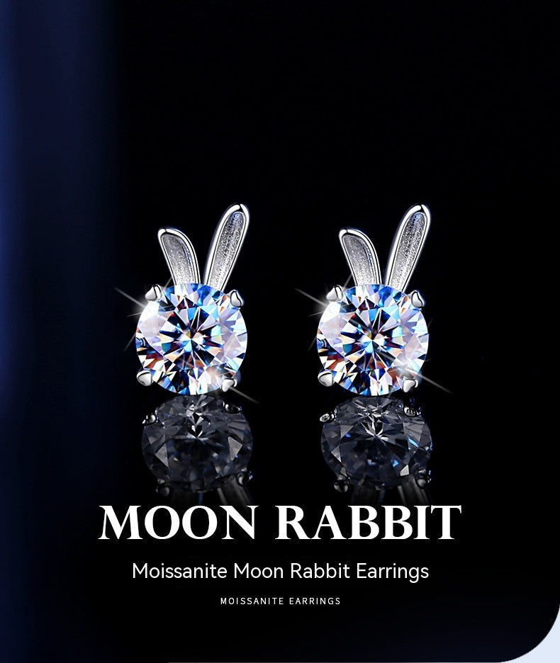 Rabbit Moissanite Sterling Silver Earrings