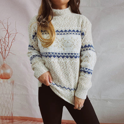 Snowflake Pattern Long Sleeves Knitted Sweaters