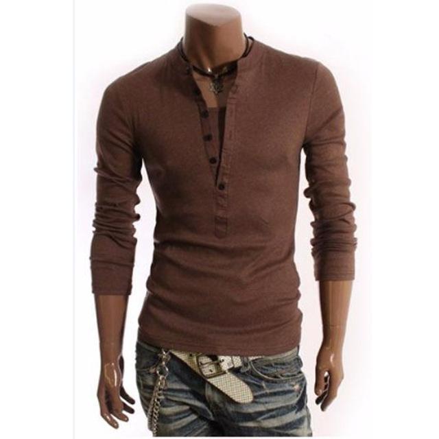 Camisetas con cuello en V para hombre de estilo británico