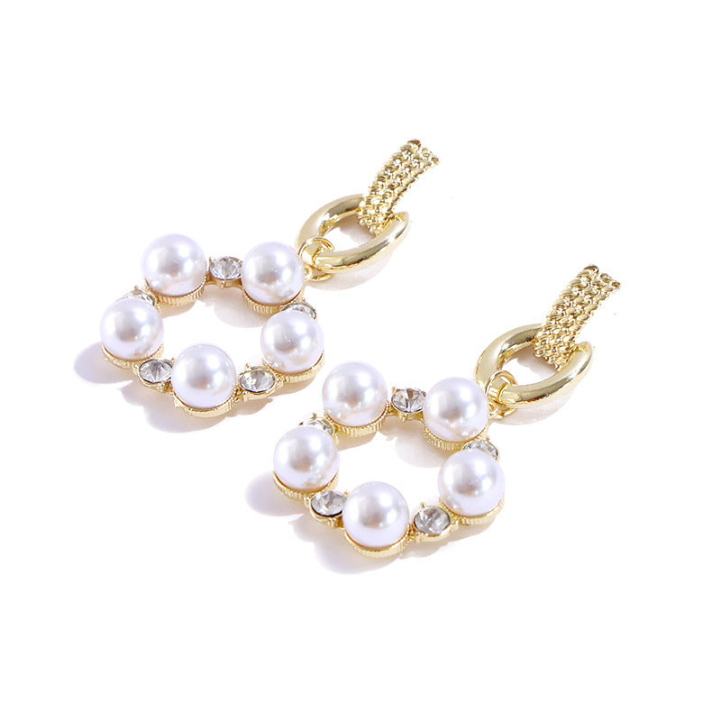 Pearl Earrings With Stones Retro