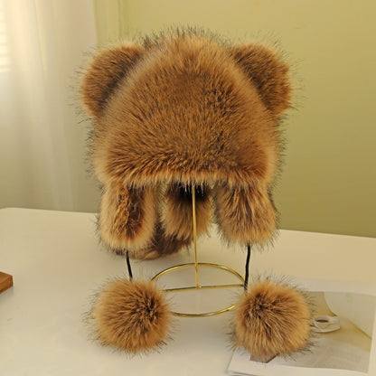 Winter American Raccoon Dog Ear Protection Plush Cat Ear Hat