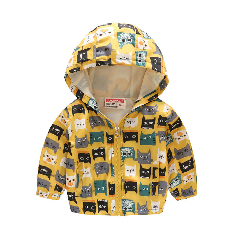 Hooded jackets with print pattern