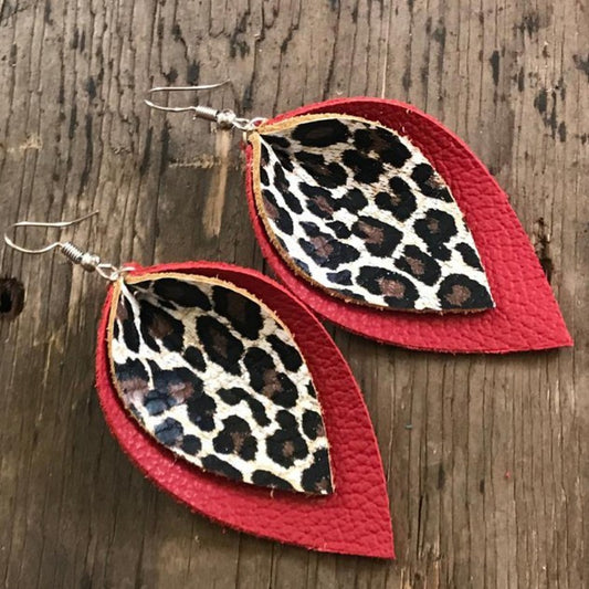 Multilayer leopard print earrings