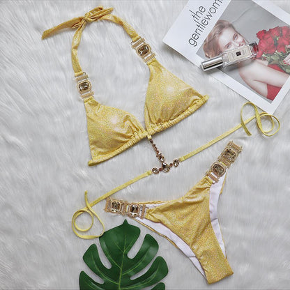 Ties Halter Bikini Glitter Set