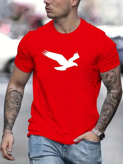 Eagle Print Solid Color Men's Casual T-shirts