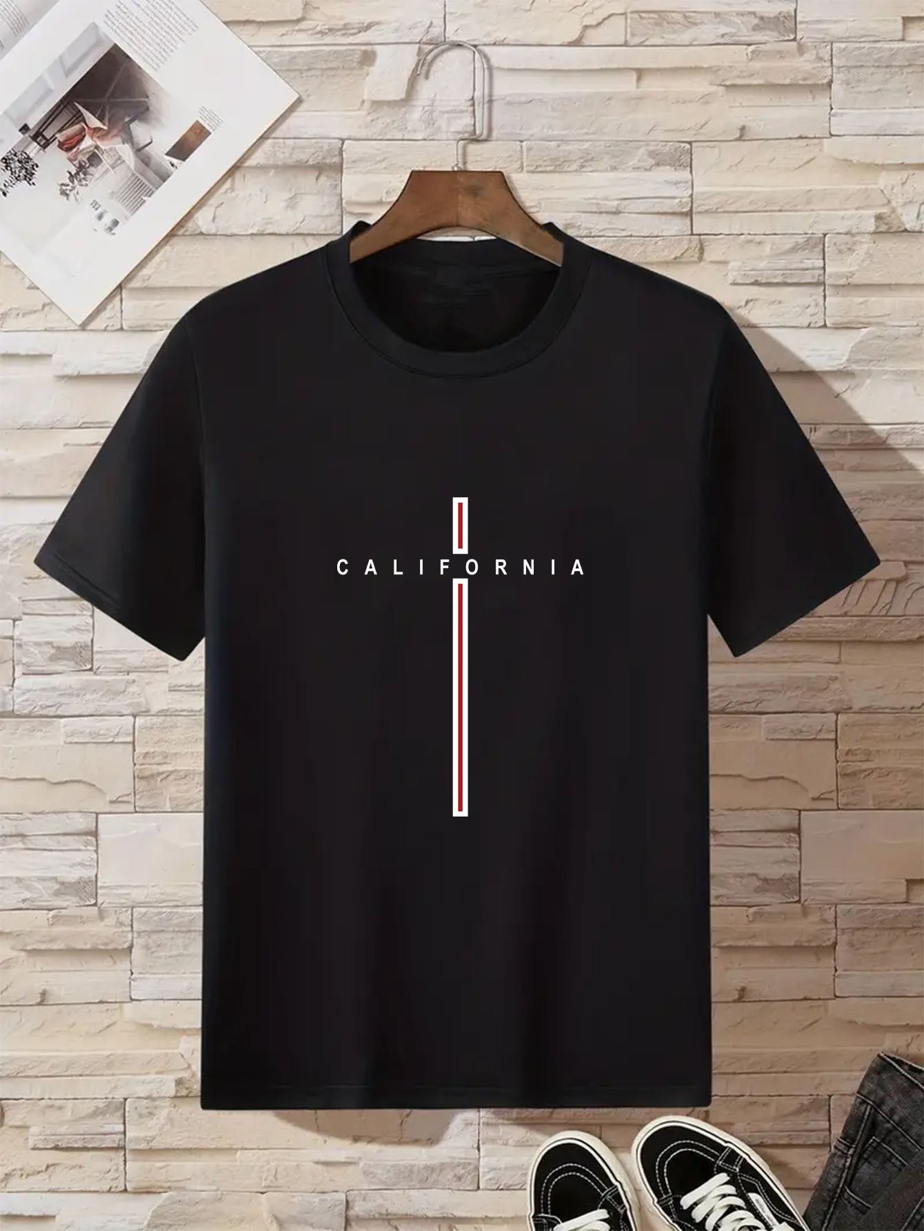 Vertical Line Printing Casual All-match T-shirts