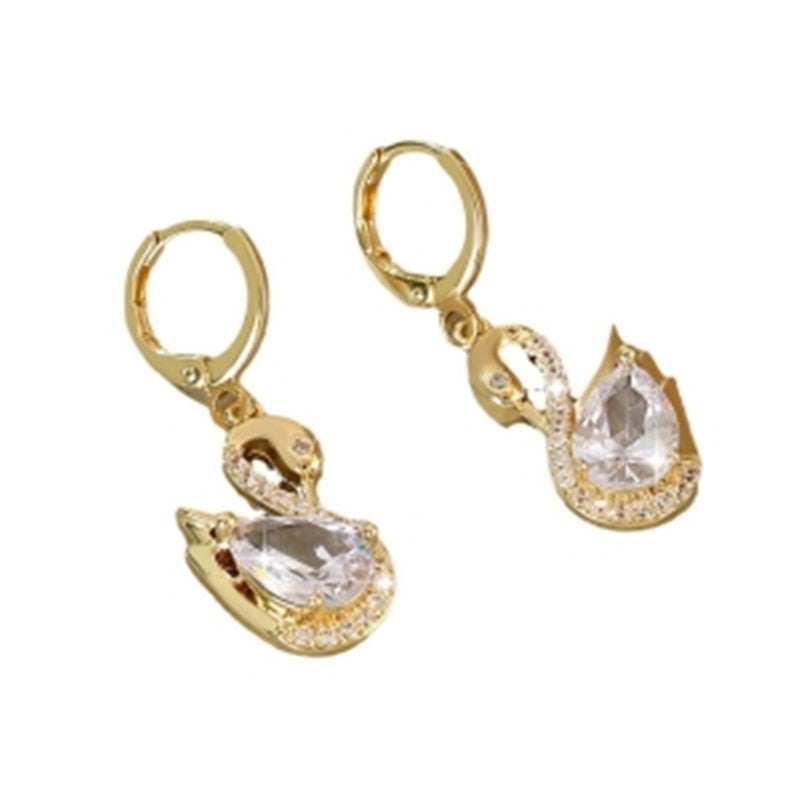 Zirconium Swan Pendant Earrings