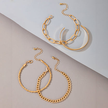 Goldcolor Thick Chain Bracelet set Of Four Pieces