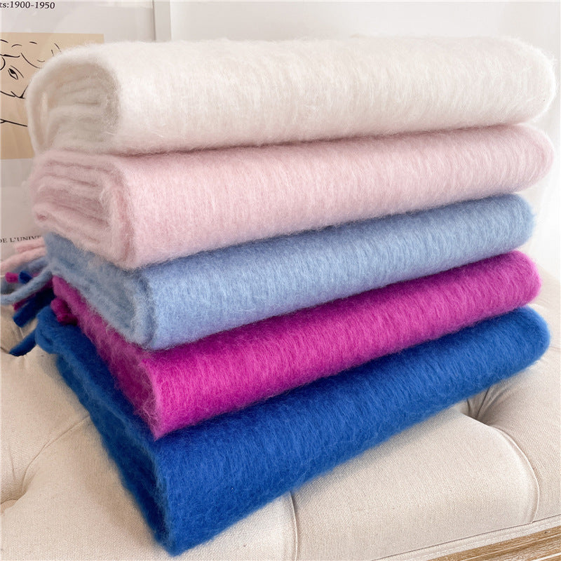 Mohair Pure Color Winter Warm Scarfs