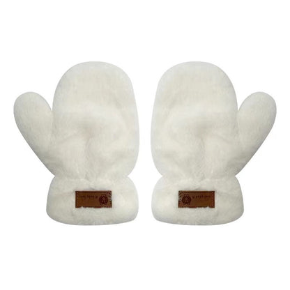 Fleece-lined Mittens Plush Warm Gloves