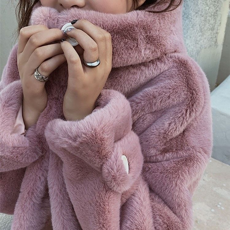 Hooded Thick Cotton Faux Fur Jackets