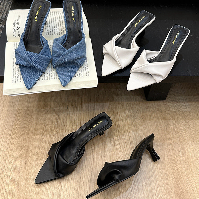 Open Toe Denim Sandals New Classy High Heels