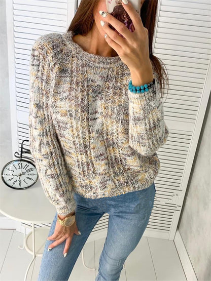 Loose round neck sweater women loose pullover sweater