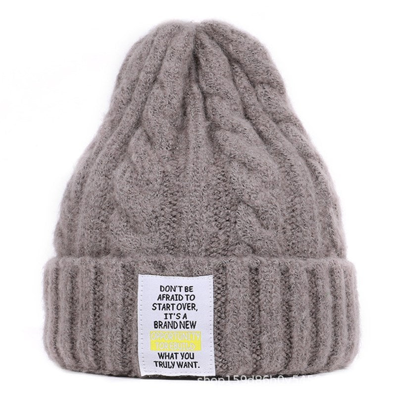 Knitted Hat Men and Women Candy Color Woolen Hat Neutral Elastic Curling Cap