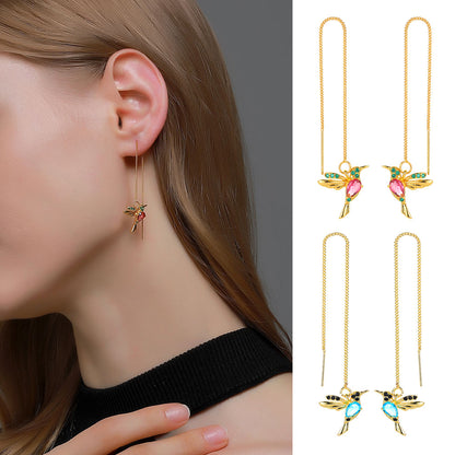 Colorful Long Bird Earrings