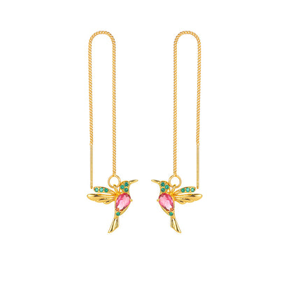 Colorful Long Bird Earrings